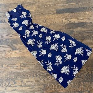Classy Navy Floral Maxi Dress